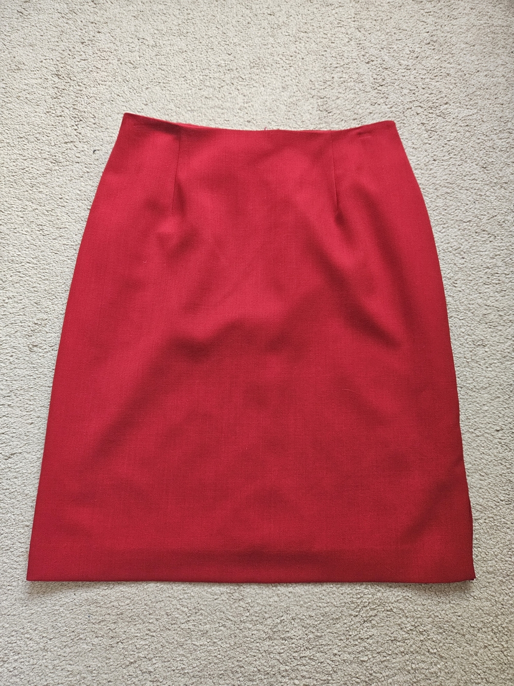 Classic Red Pencil Skirt - Tailored Waistband